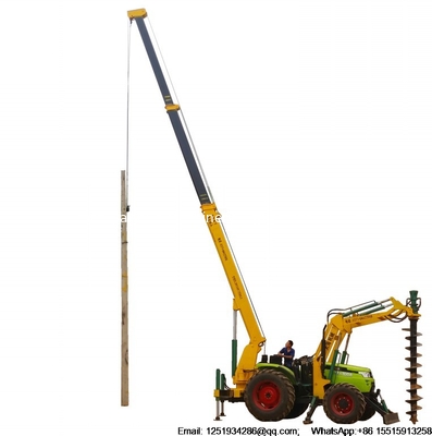 Hydraulic concrete pole erection machine for drilling deep earth hole, pole driling machine