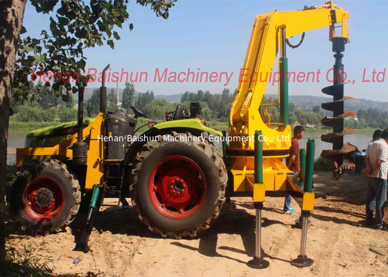 Hydraulic concrete pole erection machine for drilling deep earth hole, pole driling machine