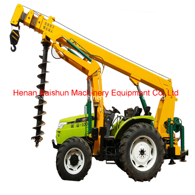 Custom tractor mounted post hole digger machine for telegraph pole installation