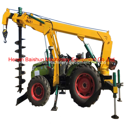 Custom tractor mounted post hole digger machine for telegraph pole installation