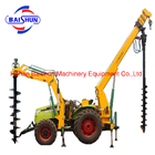 Custom tractor mounted post hole digger machine for telegraph pole installation